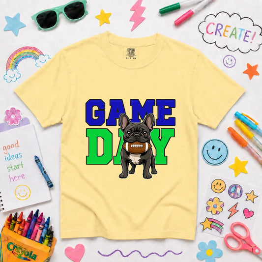 Youth Tshirt NEW Youth Midweight Tee / Butter / XS Custom Frenchie Football Game Day YOUTH Unisex Tshirt