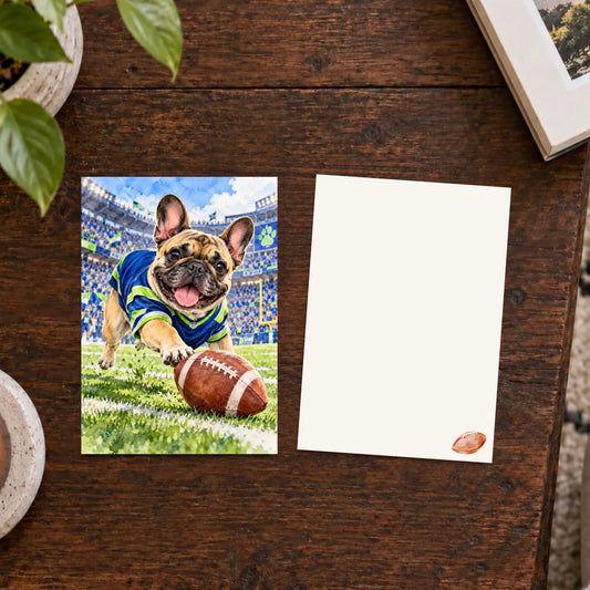 Custom Frenchie Football Jersey Postcard Art