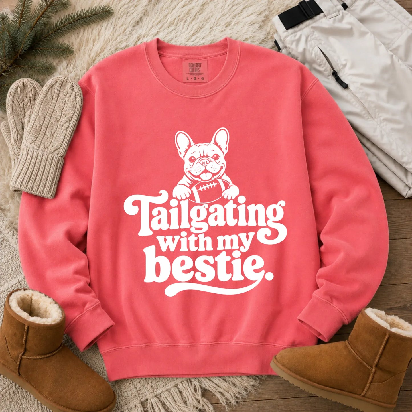 Custom Frenchie Football Tailgating Unisex Sweatshirt Watermelon