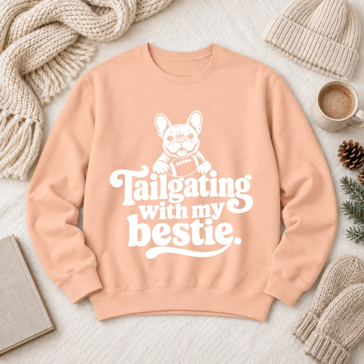 Custom Frenchie Football Tailgating Unisex Sweatshirt 1466 LW Sweatshirt Light