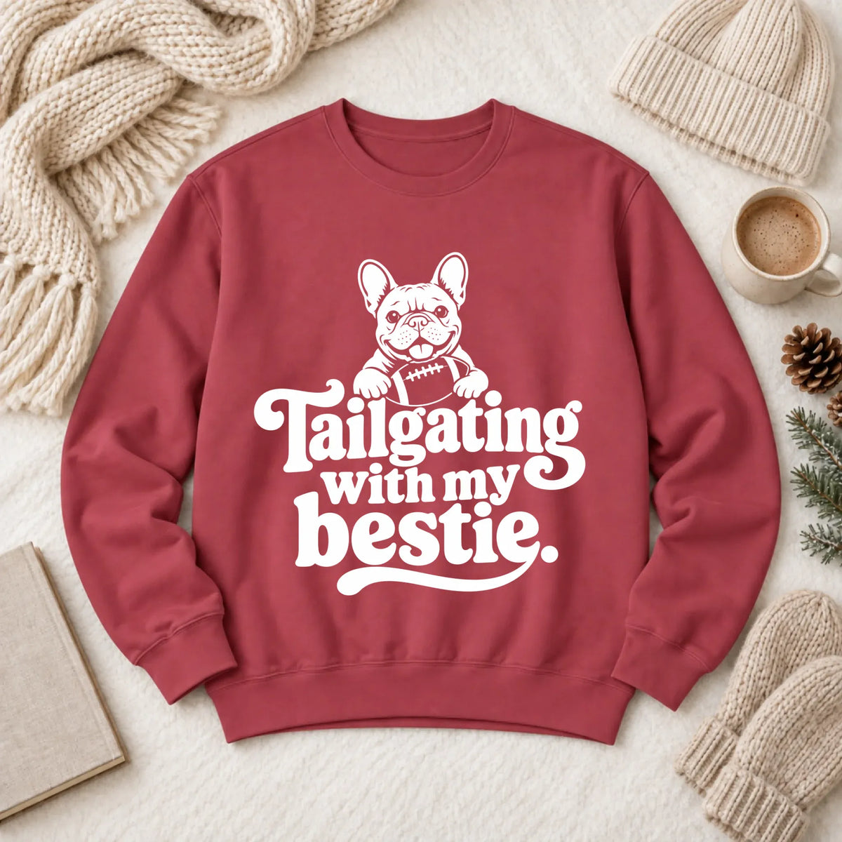 Custom Frenchie Football Tailgating Unisex Sweatshirt 1466 LW Sweatshirt Dark Crimson