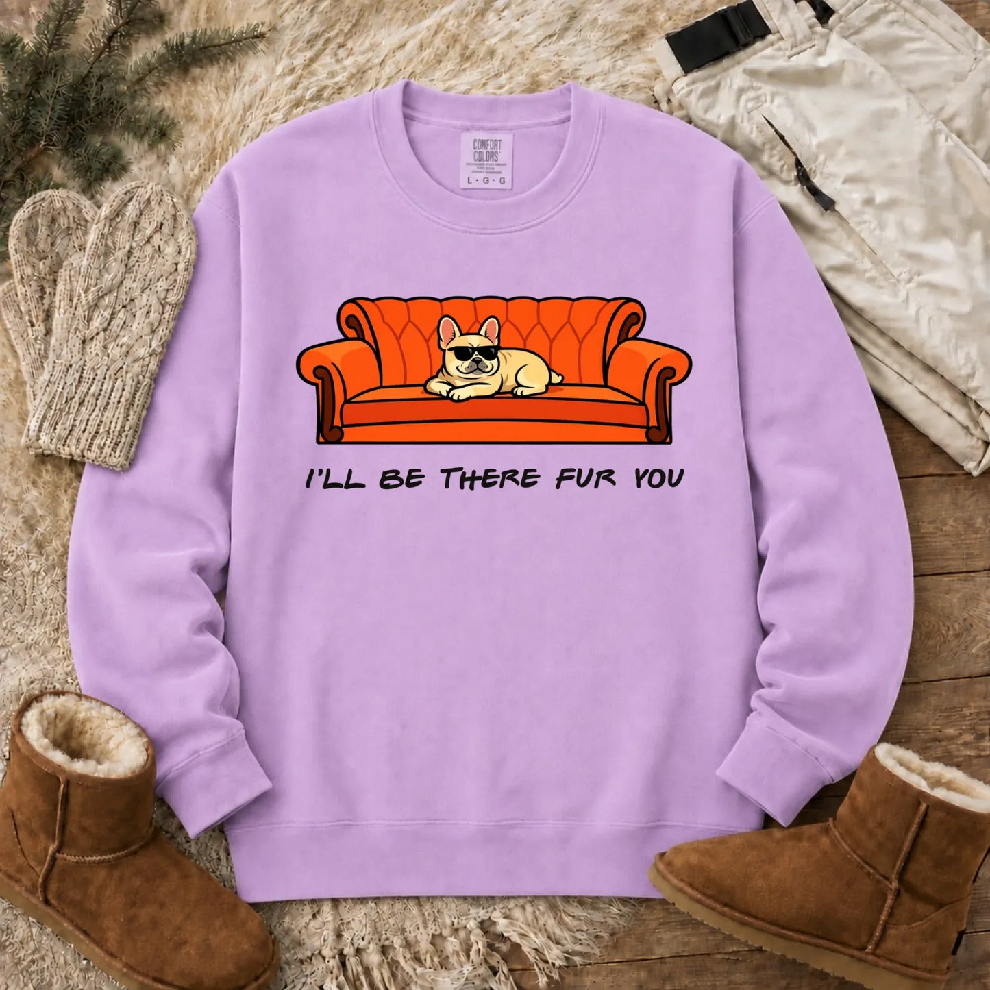 Custom Frenchie Friends There Fur You Unisex Sweatshirt Orchid