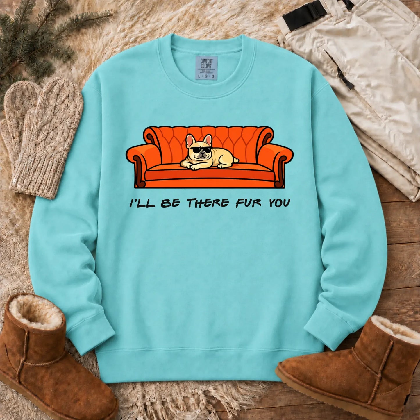 Custom Frenchie Friends There Fur You Unisex Sweatshirt Chalky Mint