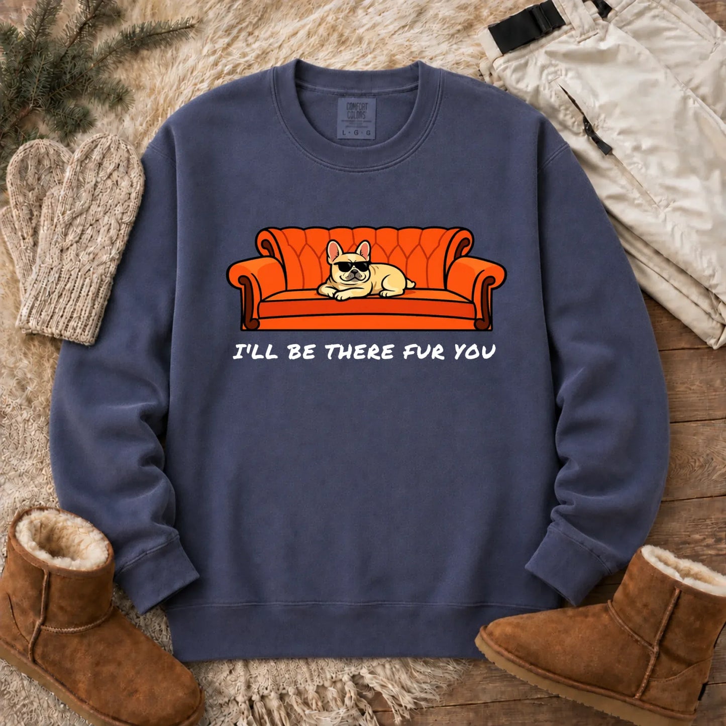 Custom Frenchie Friends There Fur You Unisex Sweatshirt Denim