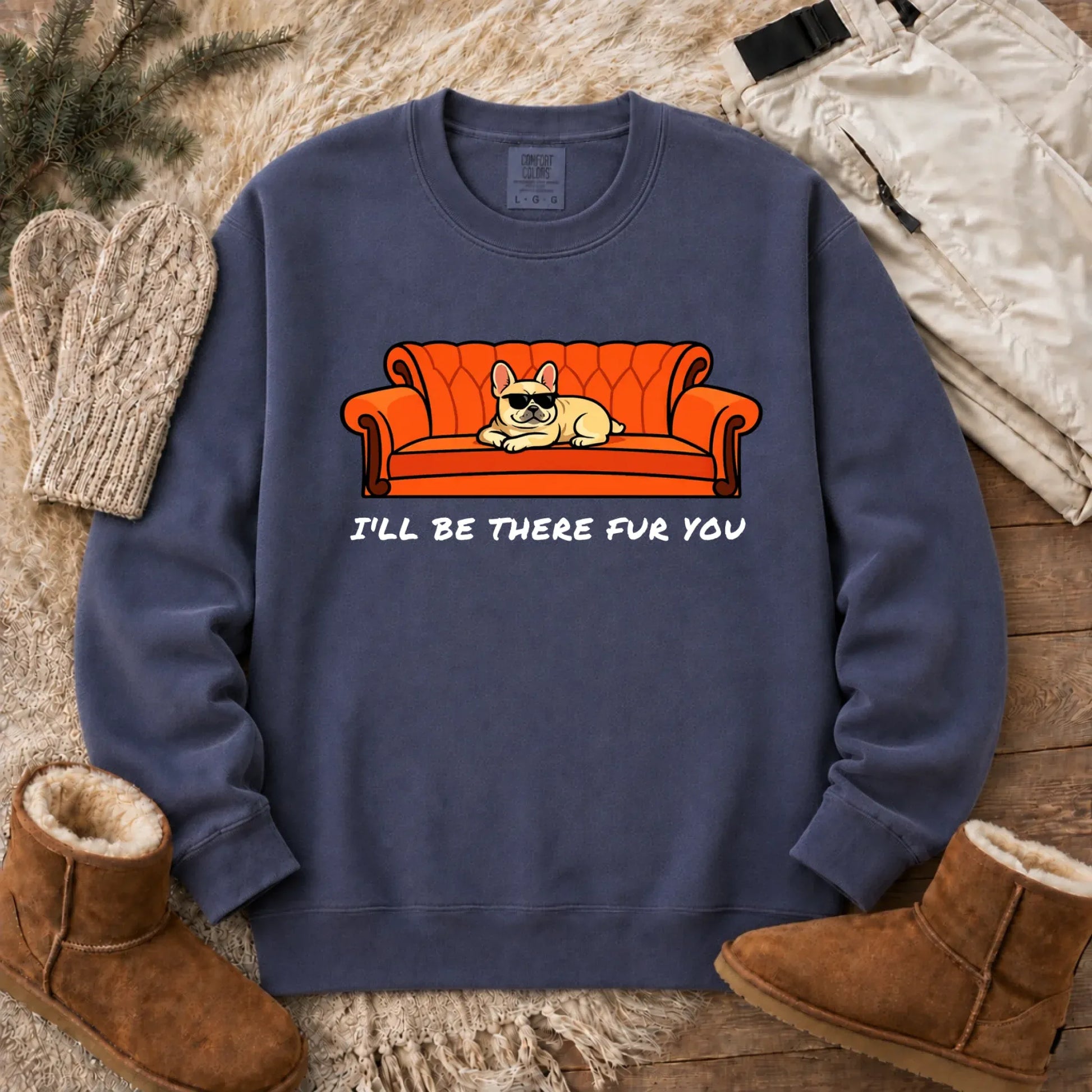 Custom Frenchie Friends There Fur You Unisex Sweatshirt Denim