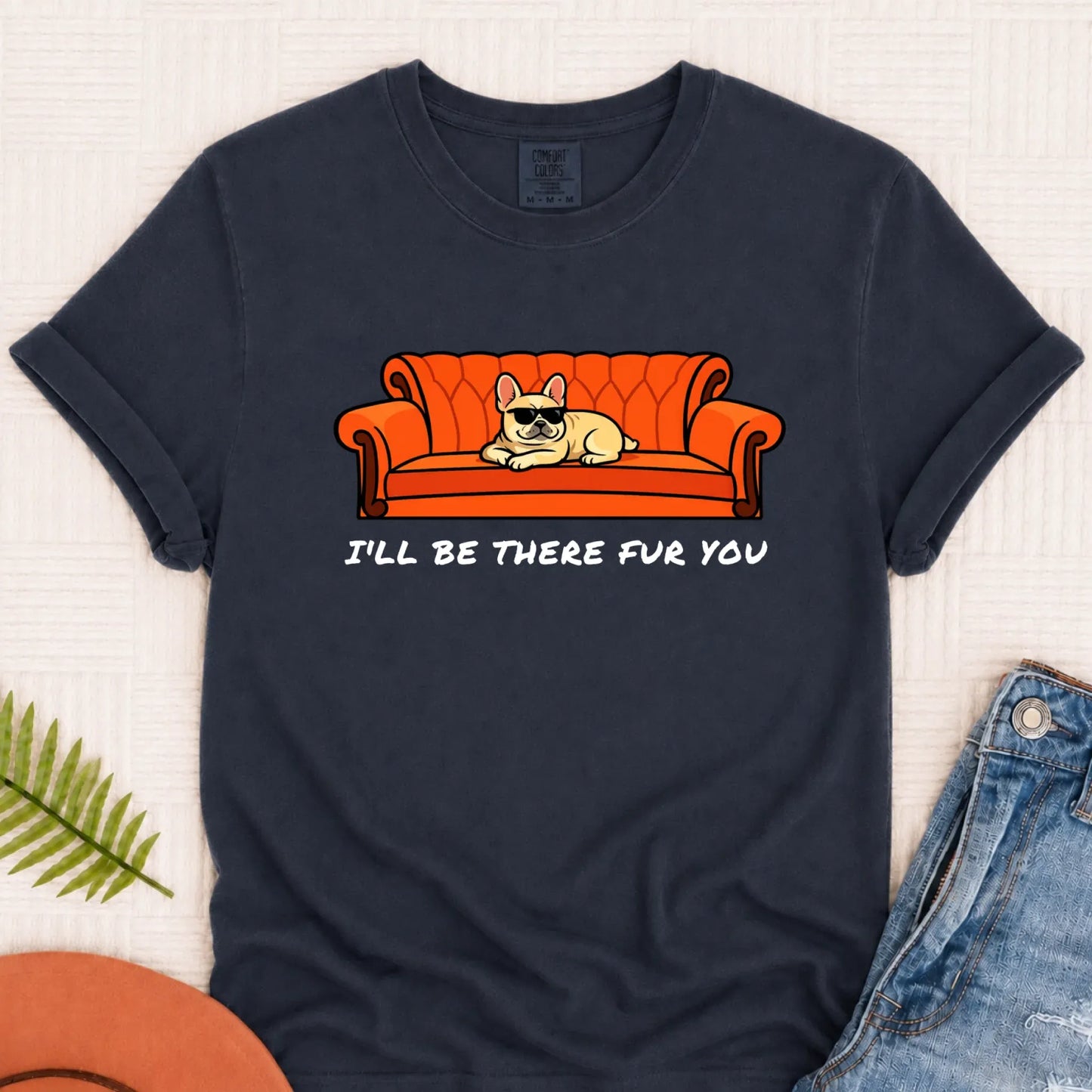 Custom Frenchie Friends There Fur You Unisex TShirt Navy