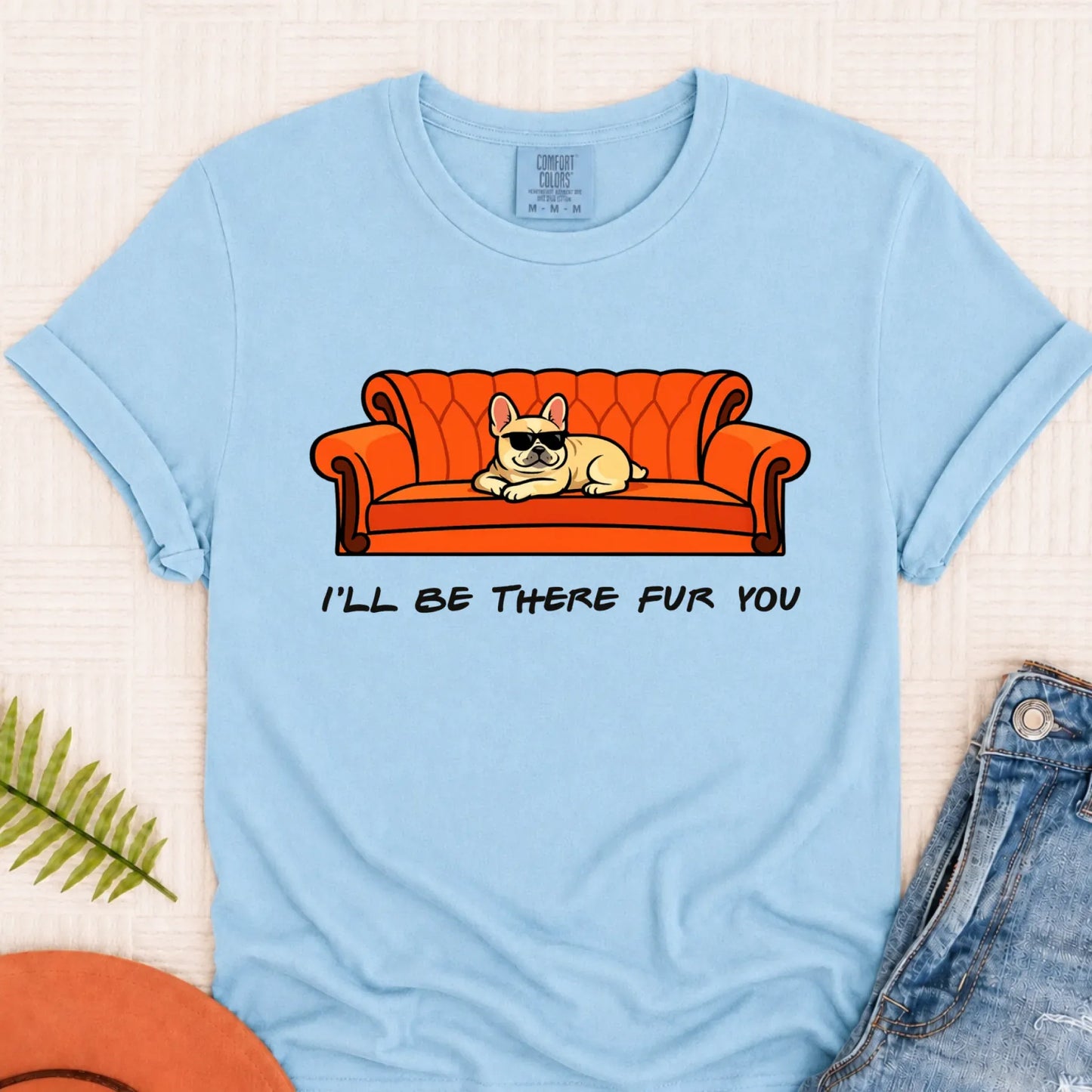 Custom Frenchie Friends There Fur You Unisex TShirt Chambray