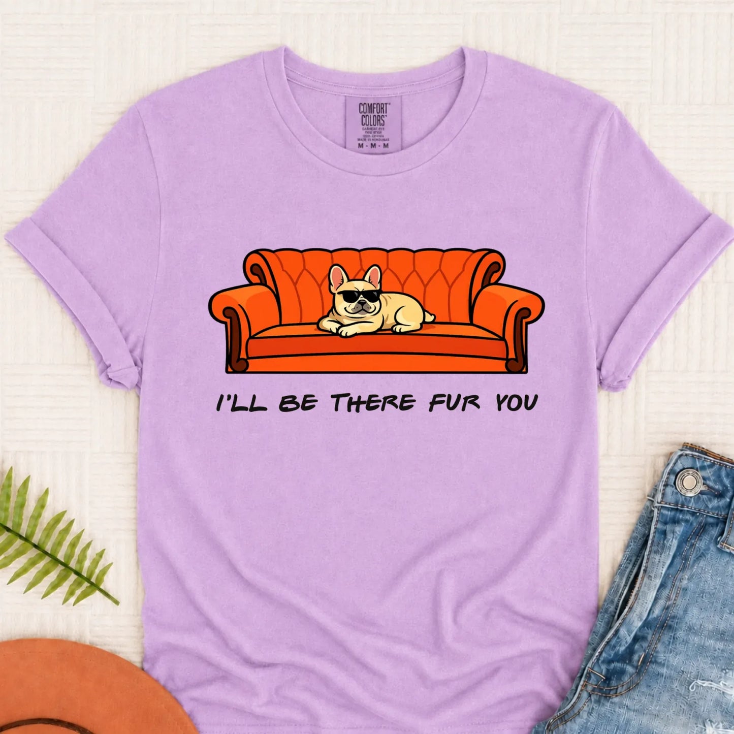 Custom Frenchie Friends There Fur You Unisex TShirt Orchid