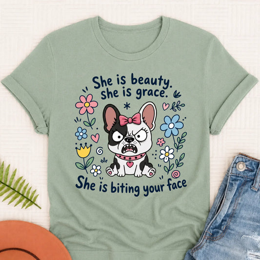 Custom Frenchie Funny Biting Your Face Unisex TShirt 3XL