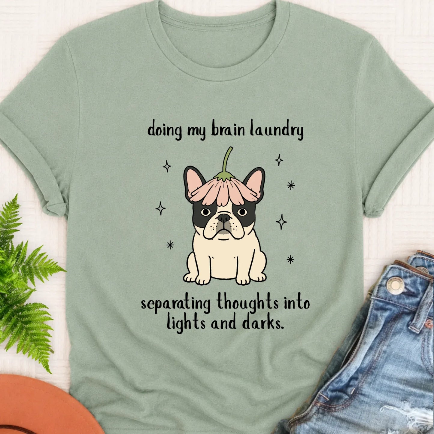 T-Shirt Bay / S Custom Frenchie Funny Brain Laundry Unisex TShirt