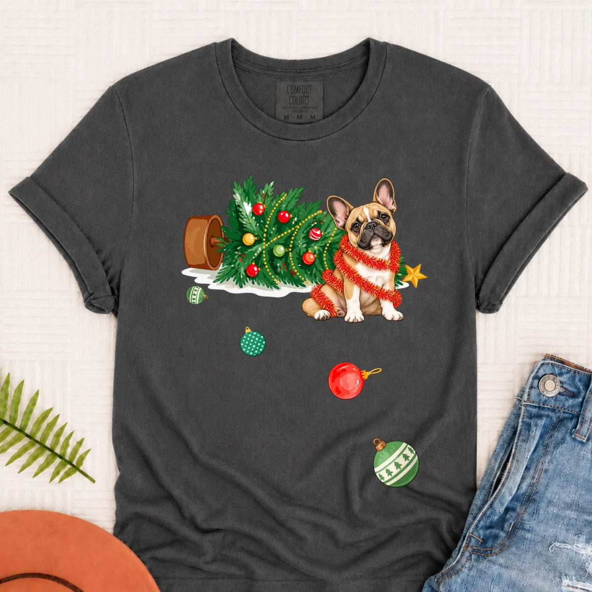 Customizer Monster Dark 1717 / Pepper / S Custom Frenchie Funny Christmas Tree Unisex Tshirt