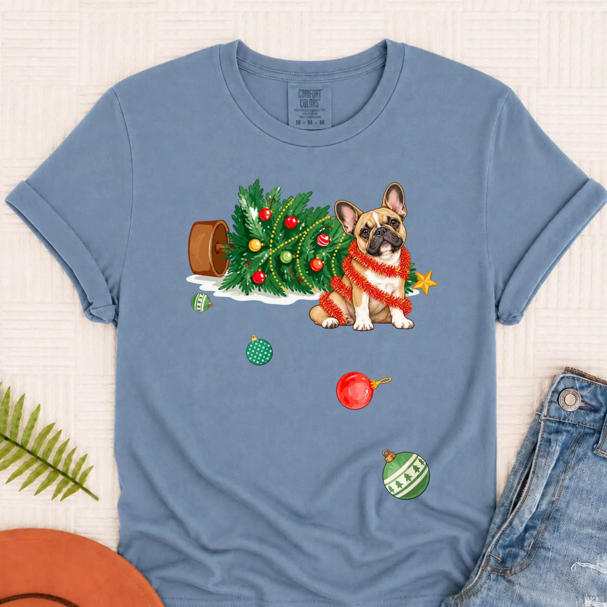 Customizer Monster Dark 1717 / Blue Jean / S Custom Frenchie Funny Christmas Tree Unisex Tshirt