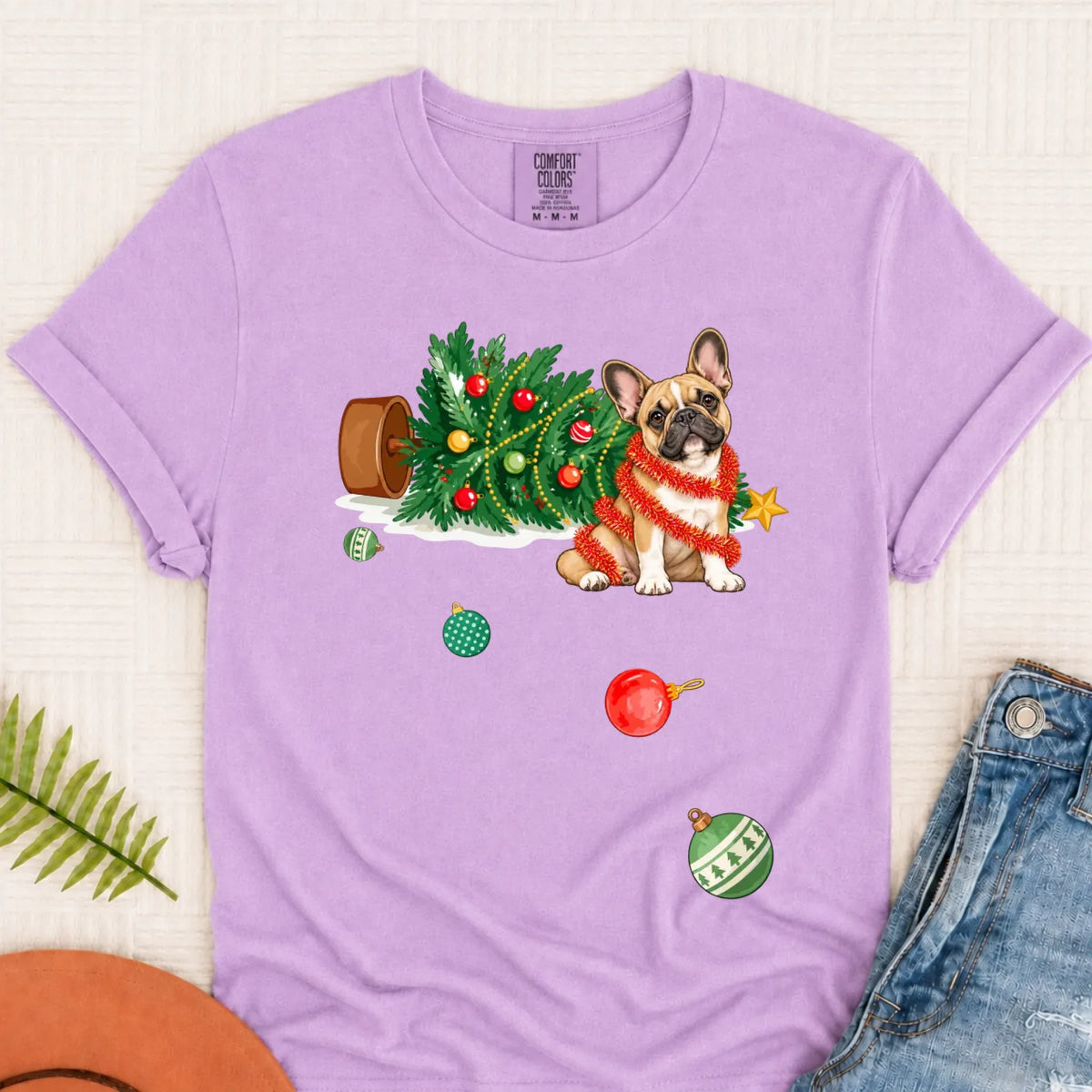 Customizer Monster Light 1717 / Orchid / S Custom Frenchie Funny Christmas Tree Unisex Tshirt