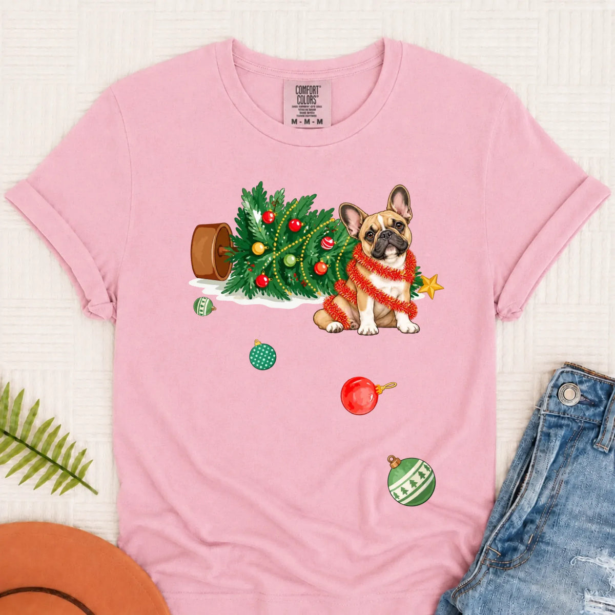 Customizer Monster Light 1717 / Blossom / S Custom Frenchie Funny Christmas Tree Unisex Tshirt