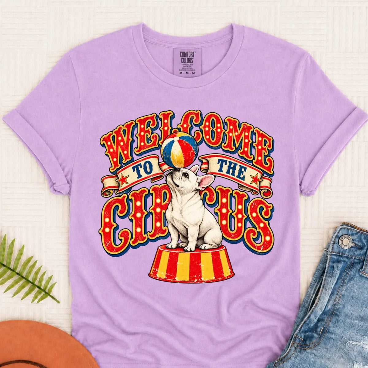 Custom Frenchie Funny Circus Unisex TShirt Orchid