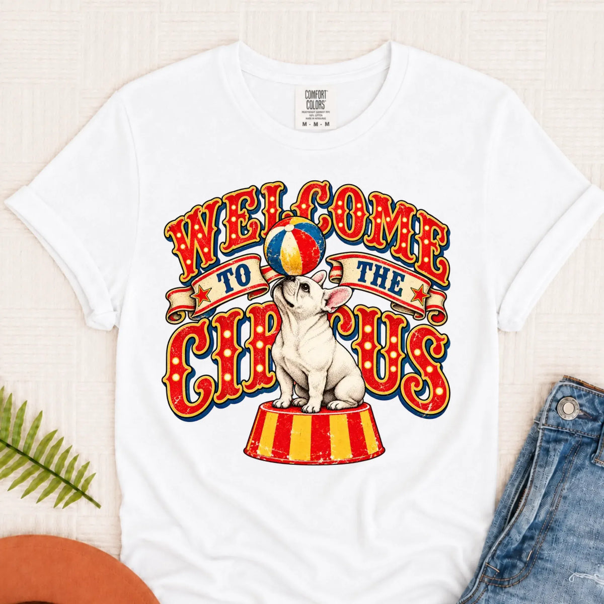 Custom Frenchie Funny Circus Unisex TShirt White