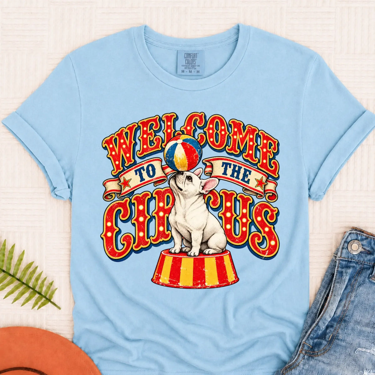 Custom Frenchie Funny Circus Unisex TShirt Chambray