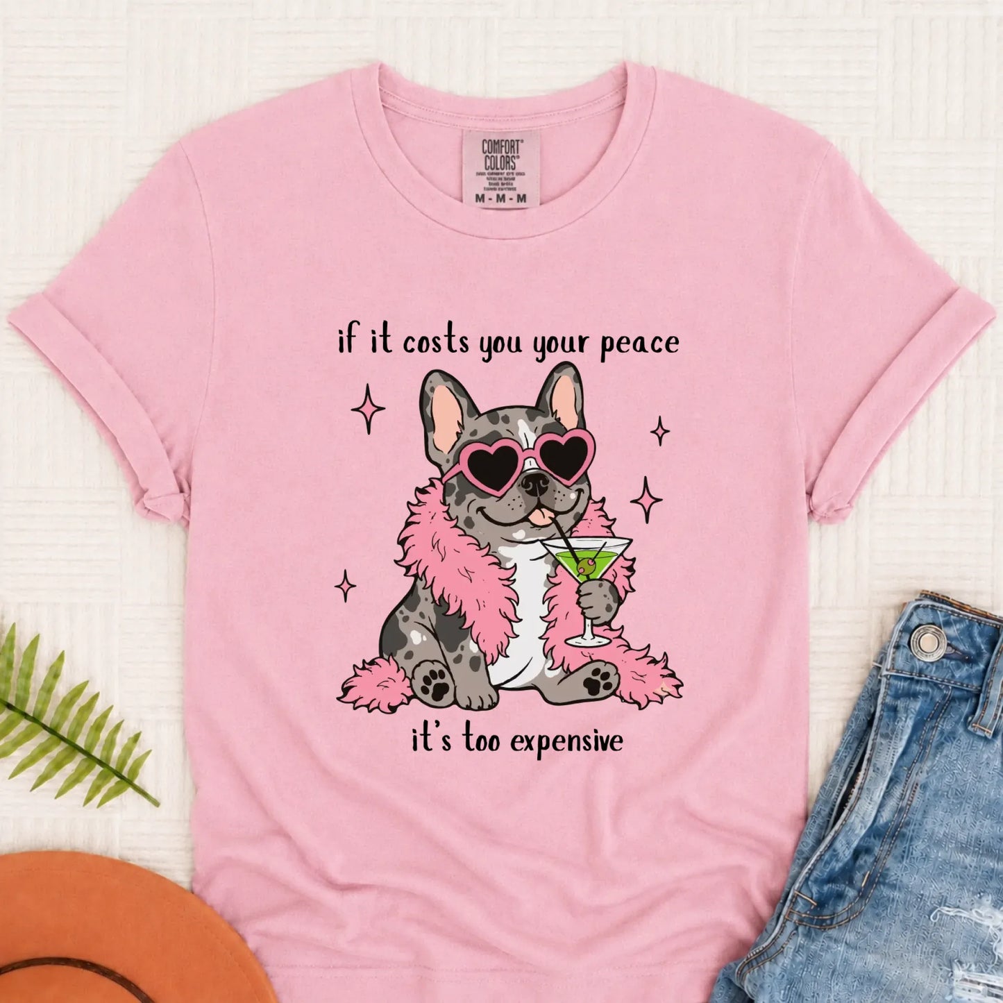Custom Frenchie Funny Costs You Peace Unisex TShirt Blossom