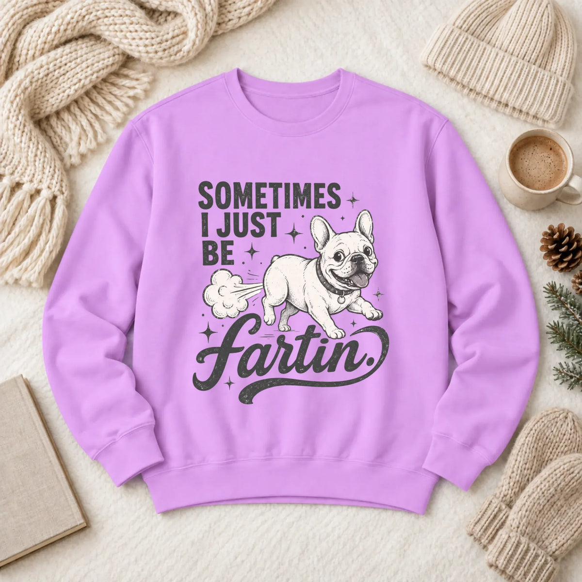 Customizer 1466 LW Sweatshirt Light / Neon Violet / S Custom Frenchie Funny Fartin' Unisex Sweatshirt