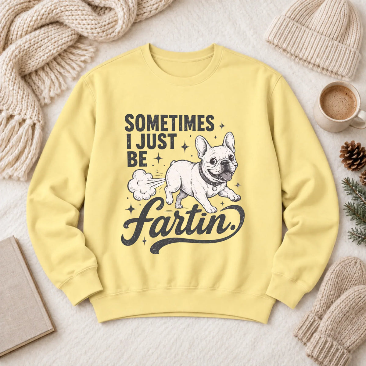 Customizer 1466 LW Sweatshirt Light / Butter / S Custom Frenchie Funny Fartin' Unisex Sweatshirt