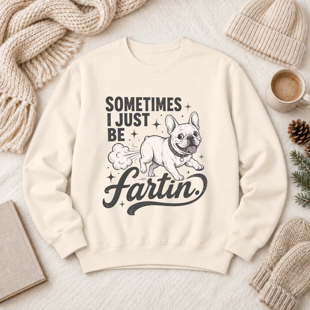 Customizer 1466 LW Sweatshirt Light / Ivory / S Custom Frenchie Funny Fartin' Unisex Sweatshirt