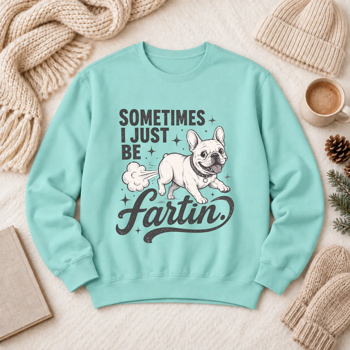 Customizer 1466 LW Sweatshirt Light / Chalky Mint / S Custom Frenchie Funny Fartin' Unisex Sweatshirt