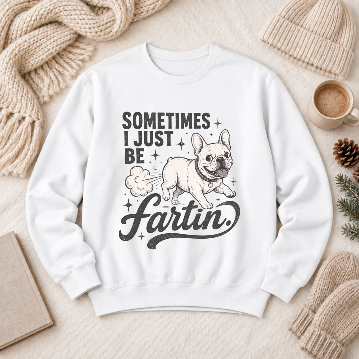Customizer 1466 LW Sweatshirt Light / White / S Custom Frenchie Funny Fartin' Unisex Sweatshirt