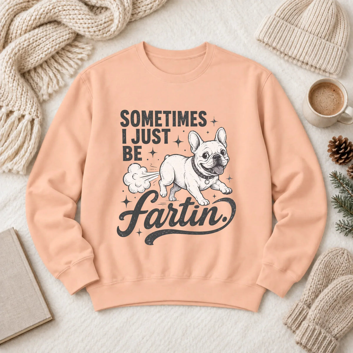 Customizer 1466 LW Sweatshirt Light / Peachy / S Custom Frenchie Funny Fartin' Unisex Sweatshirt