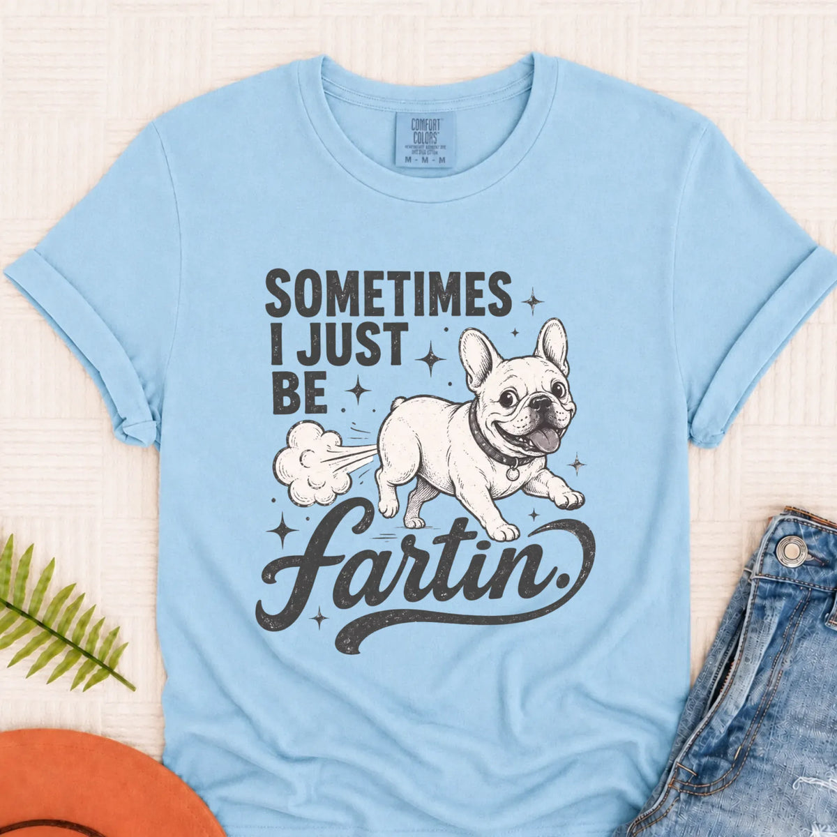 Customizer Monster Light 1717 / Chambray / S Custom Frenchie Funny Fartin' Unisex TShirt