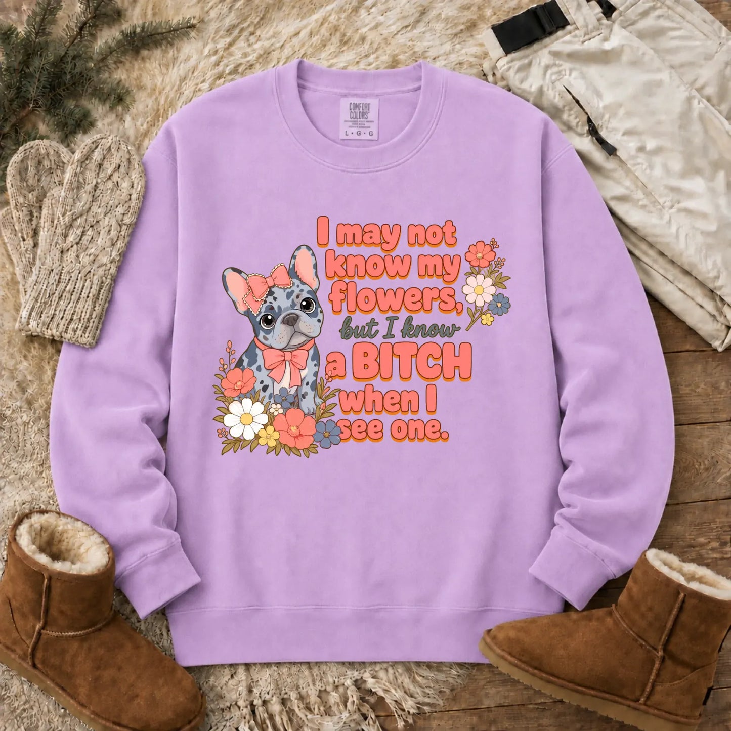 Custom Frenchie Funny Gardening Unisex Sweatshirt Orchid
