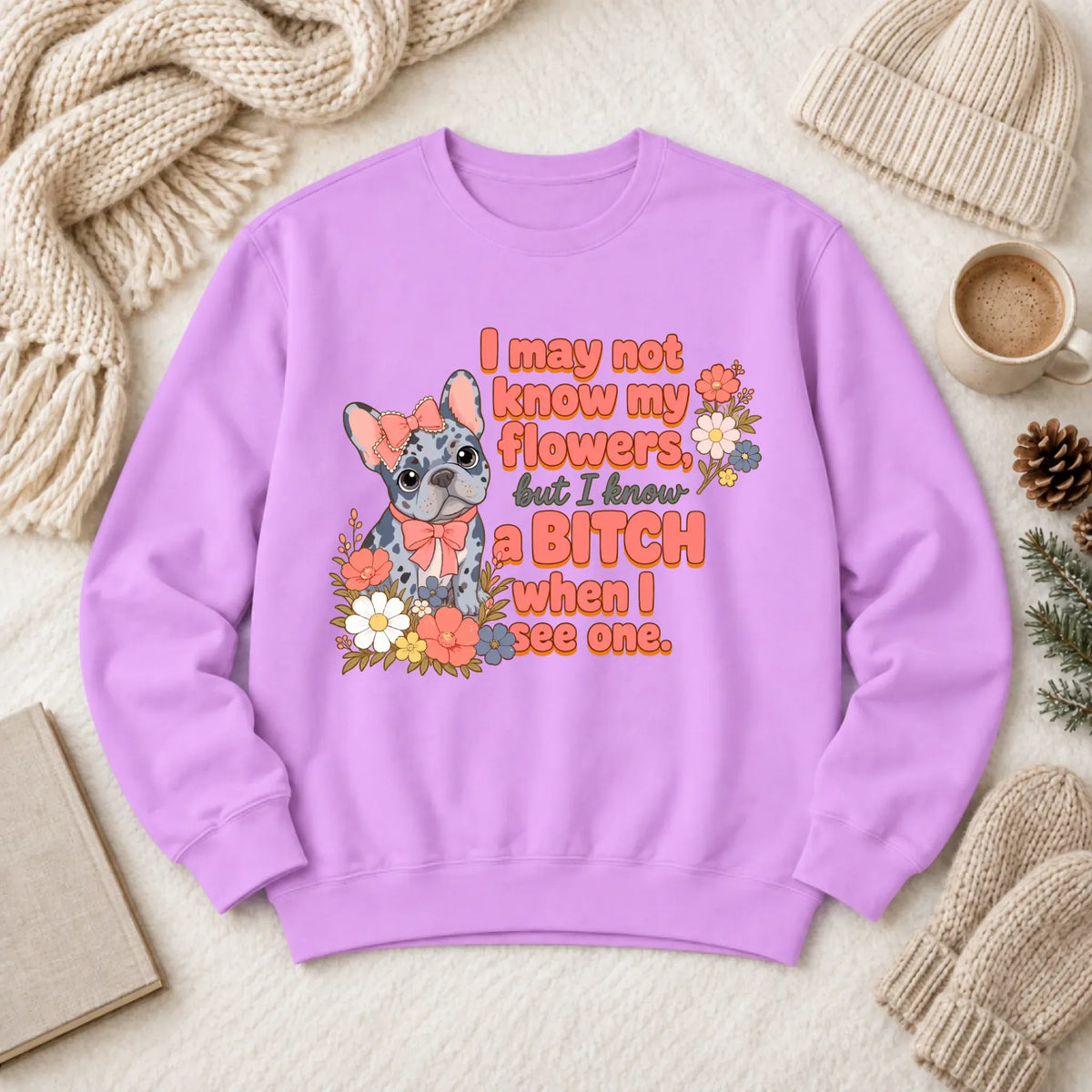 Custom Frenchie Funny Gardening Unisex Sweatshirt Neon Violet