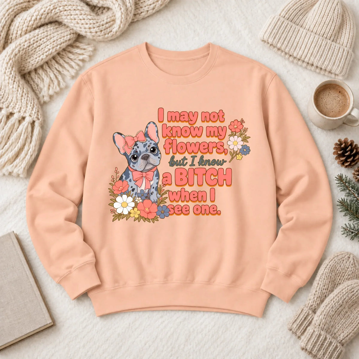 Custom Frenchie Funny Gardening Unisex Sweatshirt Peachy