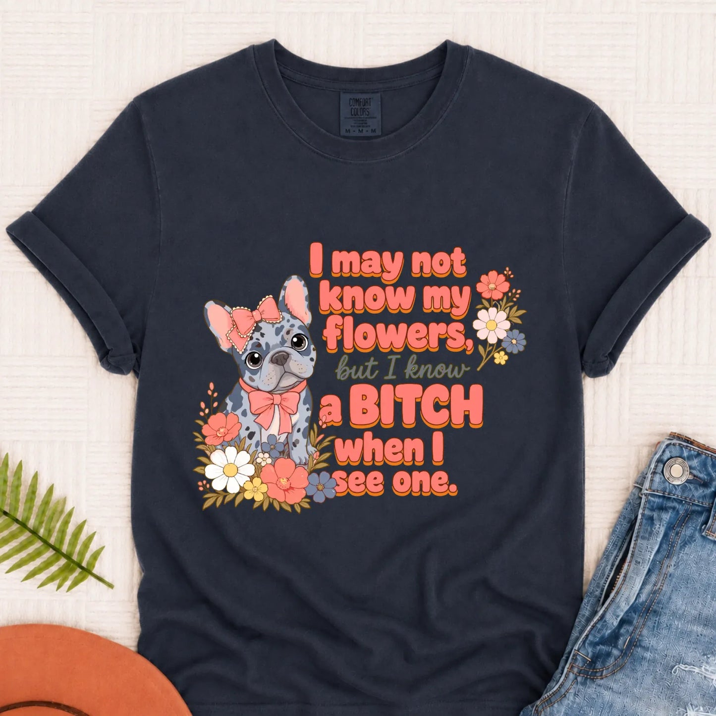 Custom Frenchie Funny Gardening Unisex TShirt Navy