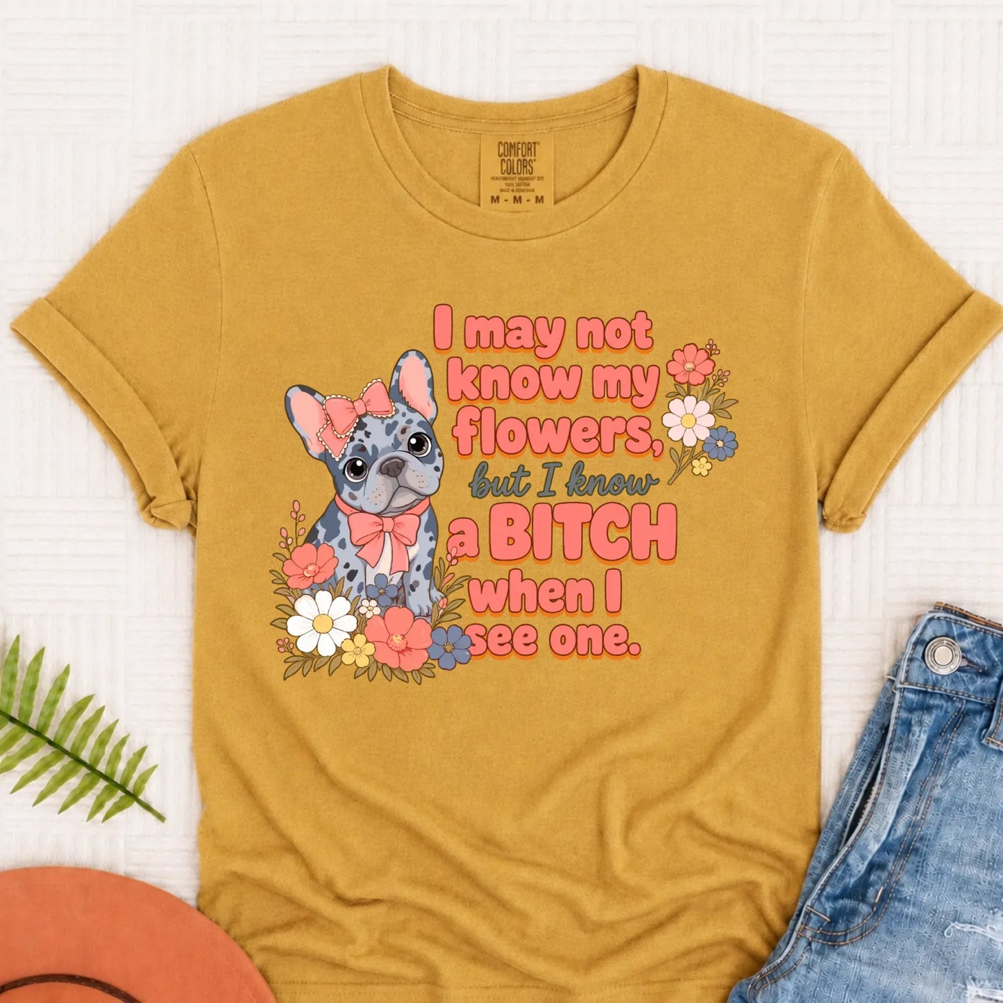 Custom Frenchie Funny Gardening Unisex TShirt Mustard