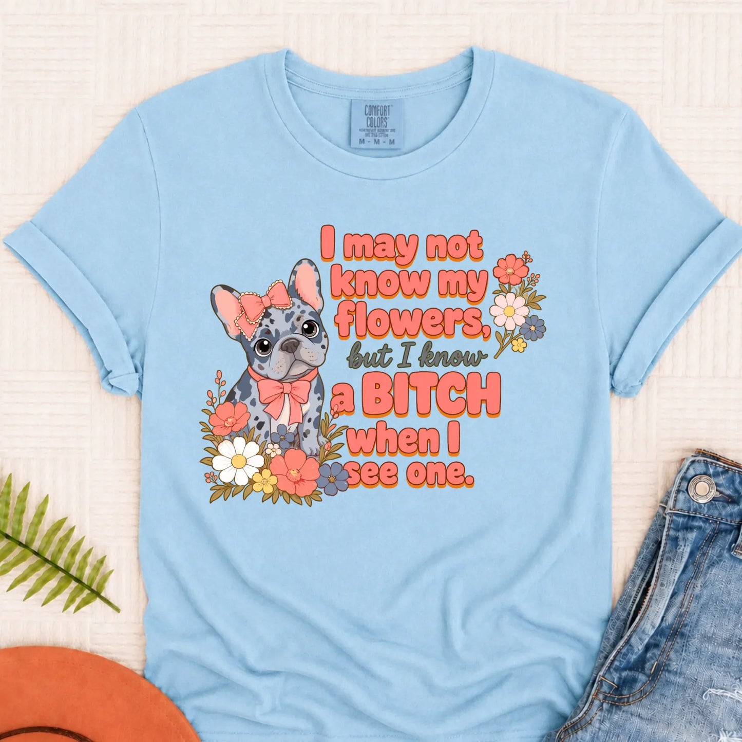 Custom Frenchie Funny Gardening Unisex TShirt Chambray
