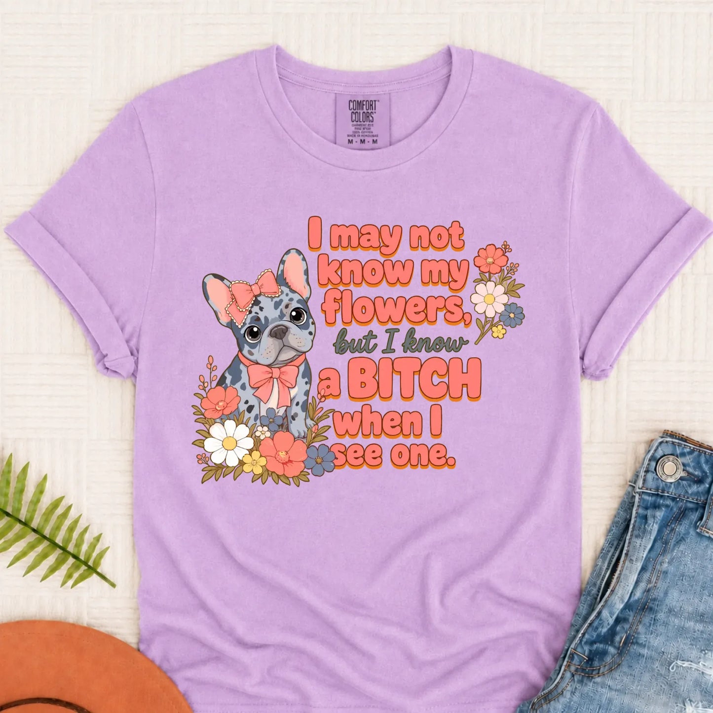 Custom Frenchie Funny Gardening Unisex TShirt Orchid