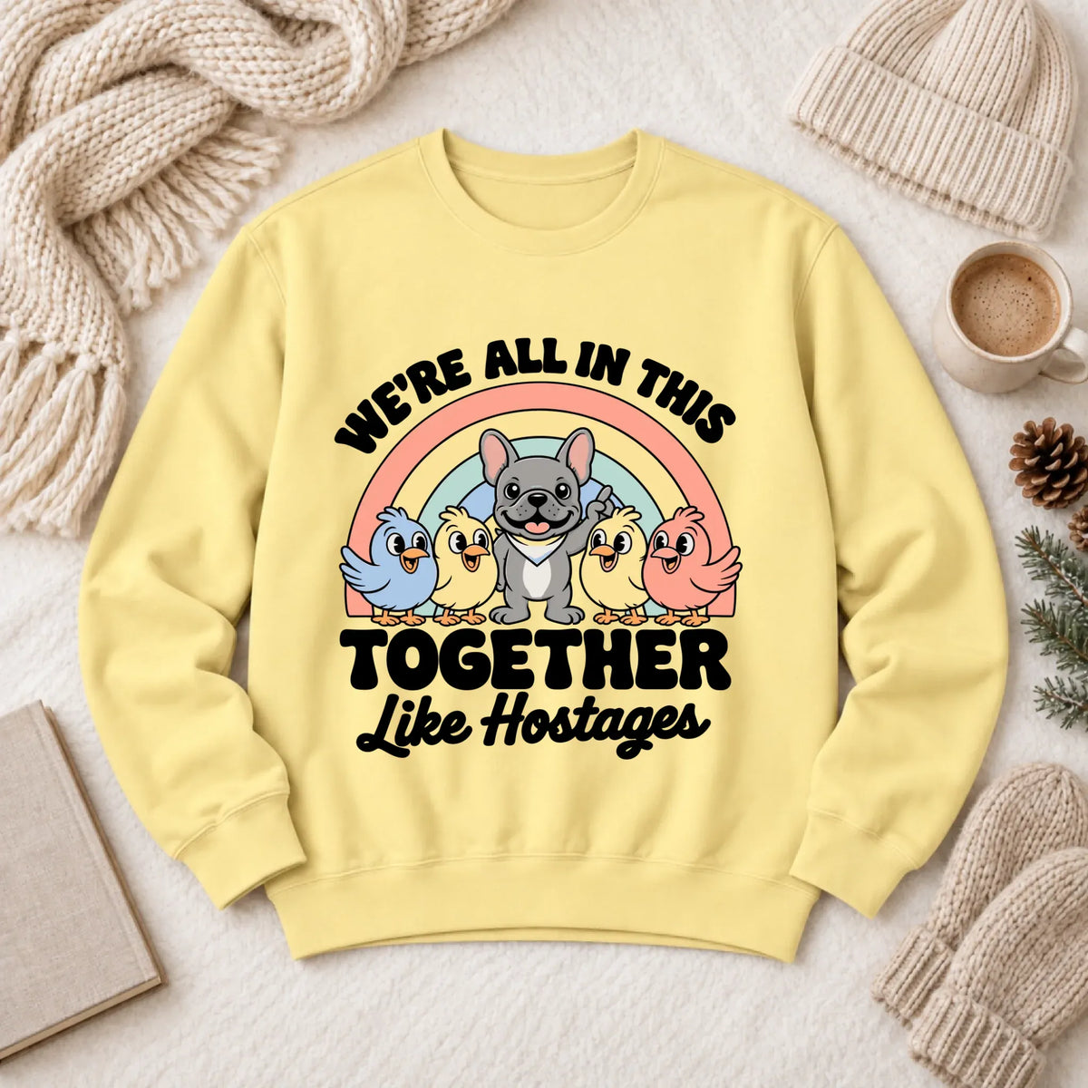 Custom Frenchie Funny Hostage Situation Unisex Sweatshirt Butter