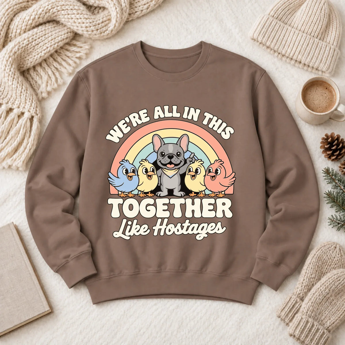 Custom Frenchie Funny Hostage Situation Unisex Sweatshirt Espresso