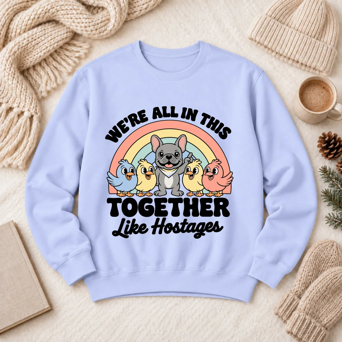 Custom Frenchie Funny Hostage Situation Unisex Sweatshirt Hydrangea