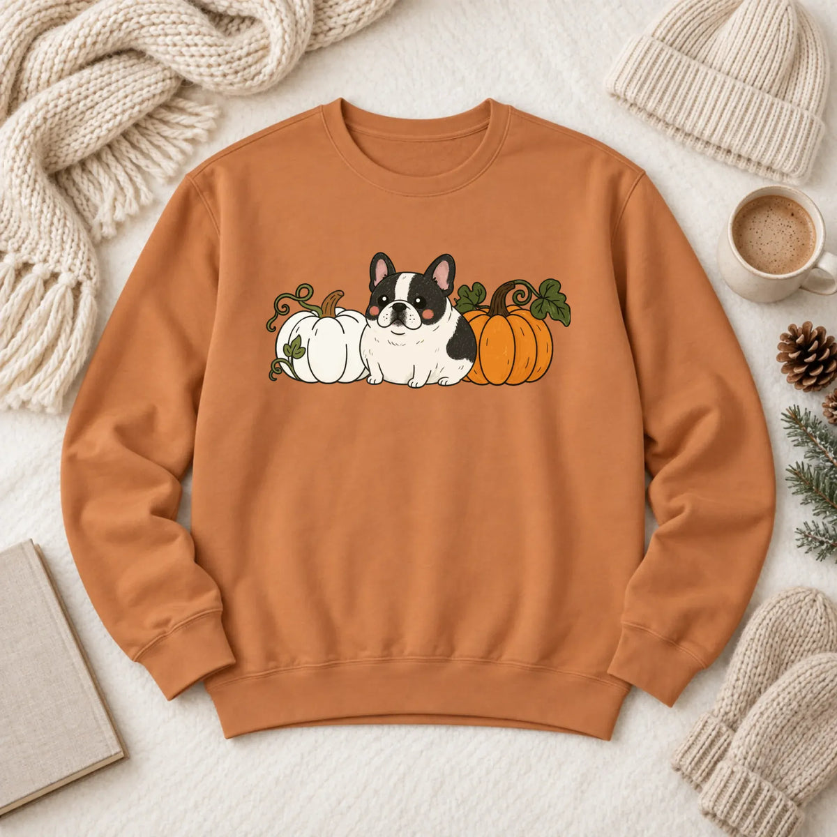 Custom Frenchie Funny Pumpkin Fall Unisex Sweatshirt Yam