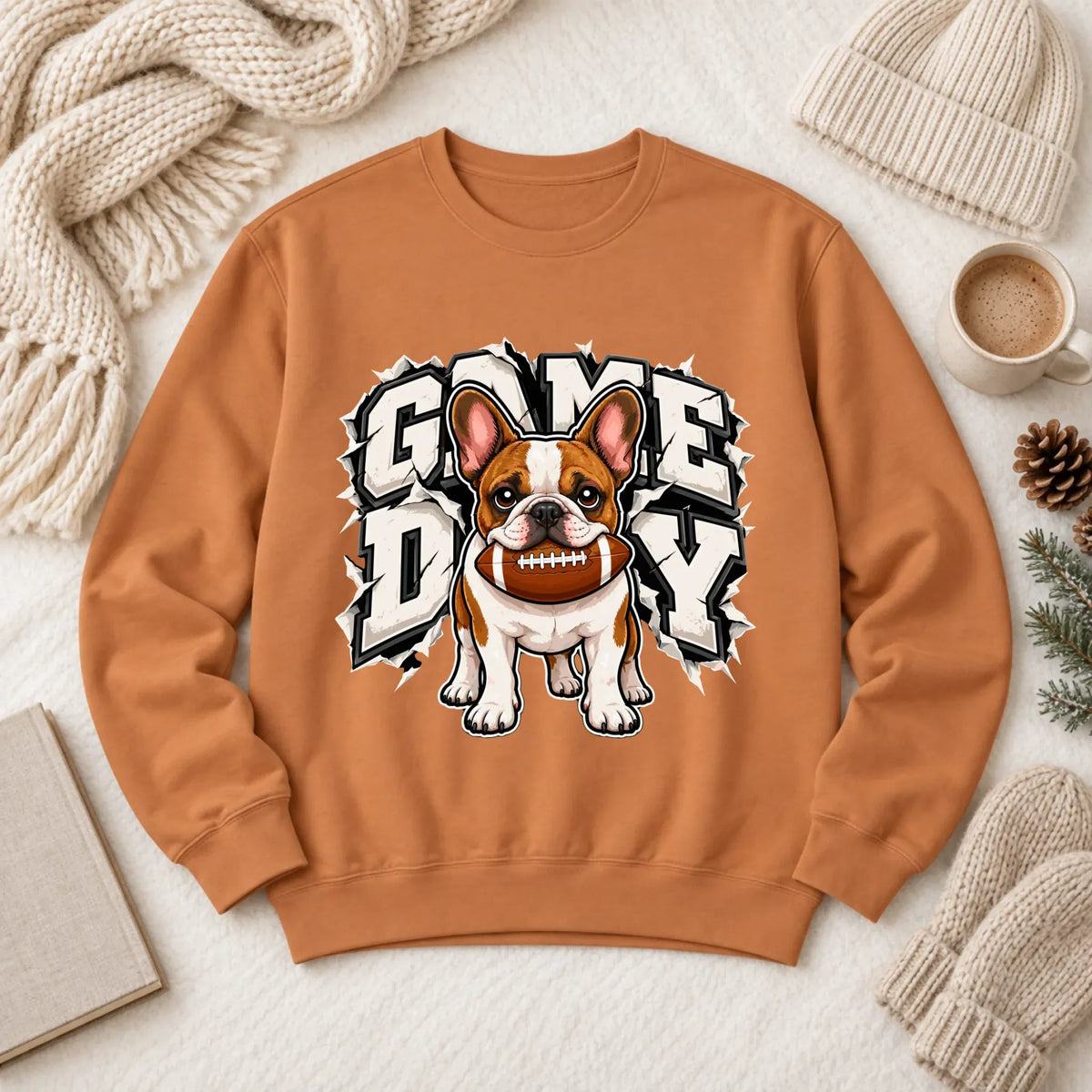 Custom Frenchie Game Day Football Unisex Sweatshirt Yam