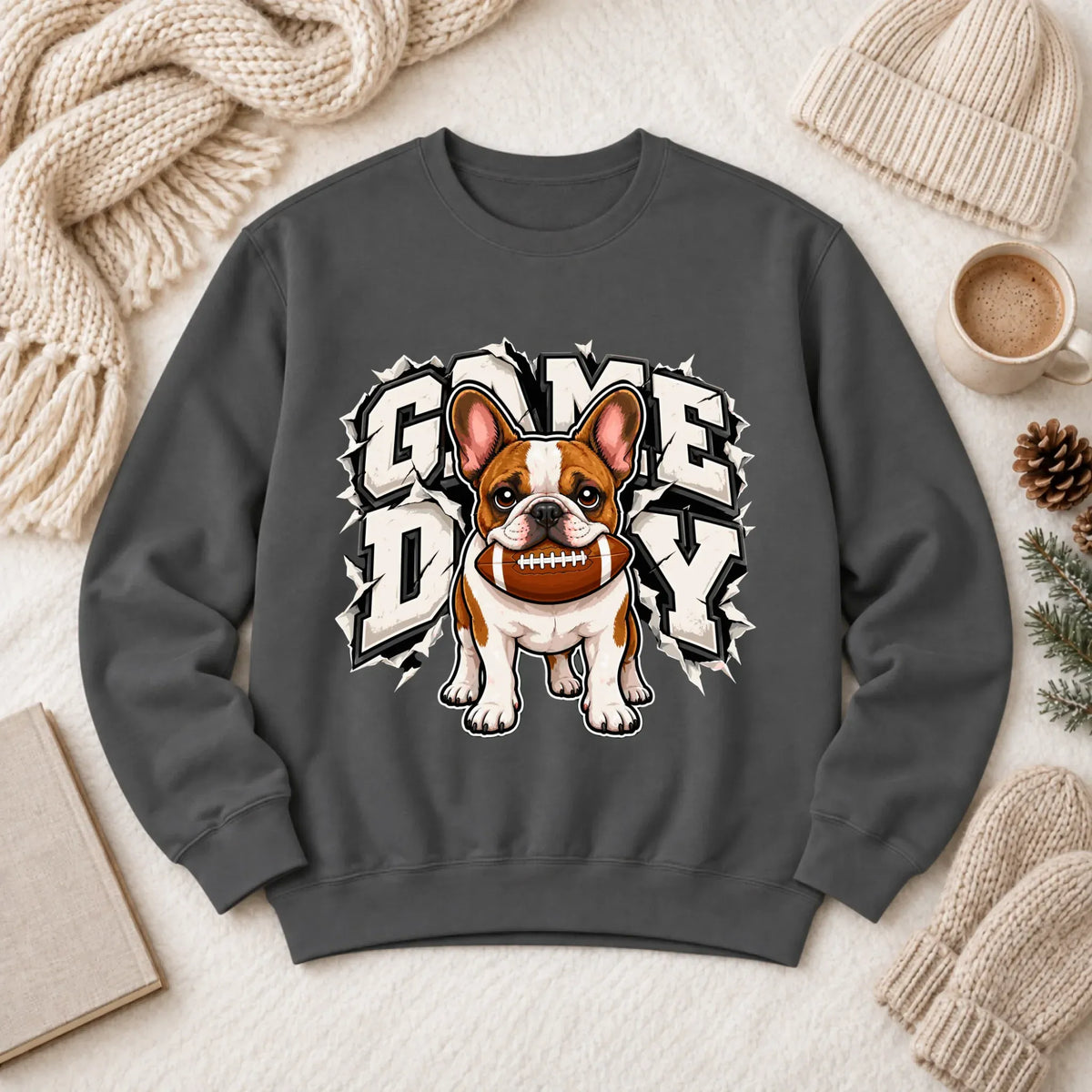 Custom Frenchie Game Day Football Unisex Sweatshirt Pepper