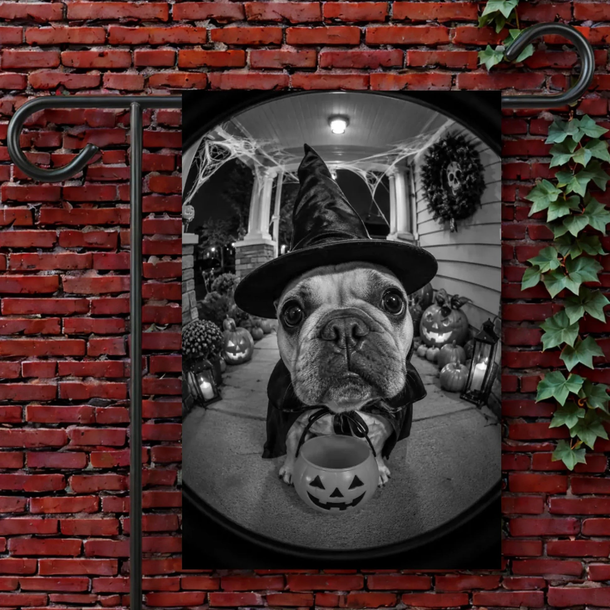 Custom Frenchie Halloween Doorbell Garden Flag 12'' × 18''