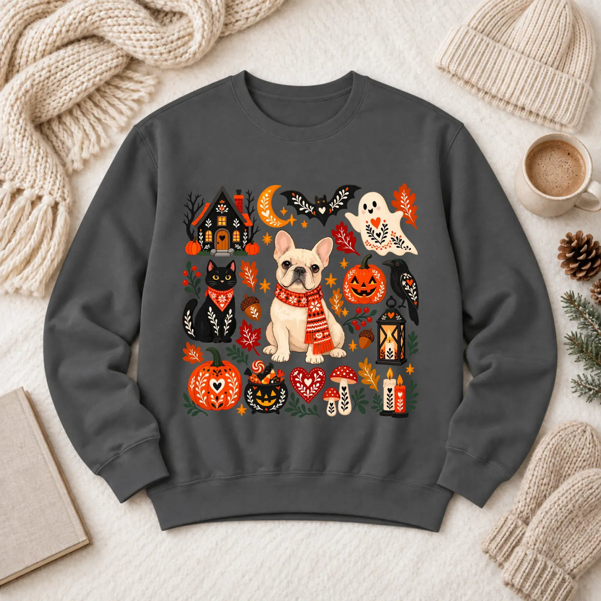 Custom Frenchie Halloween Scandinavian Unisex Sweatshirt Pepper
