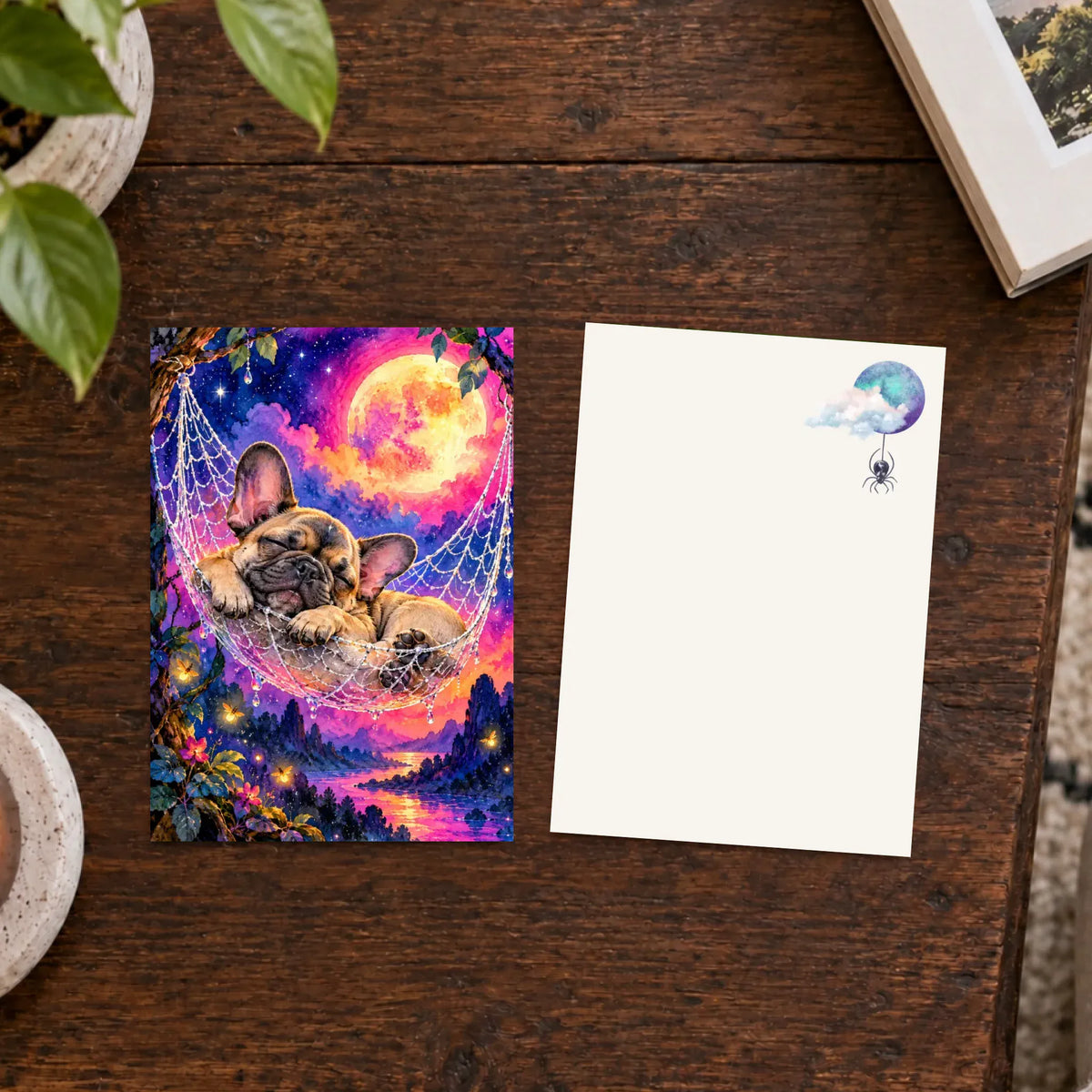Custom Frenchie Halloween Sleep Art Greeting Card