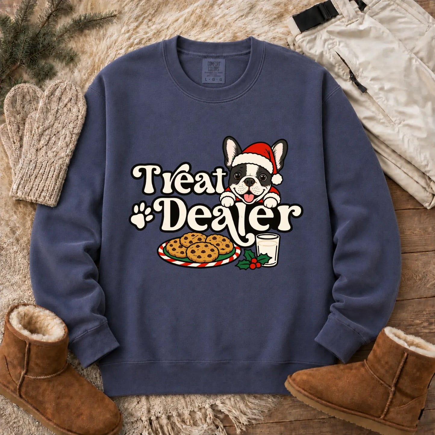 Sweatshirt Denim / S Custom Frenchie Halloween Treat Dealer Unisex Sweatshirt