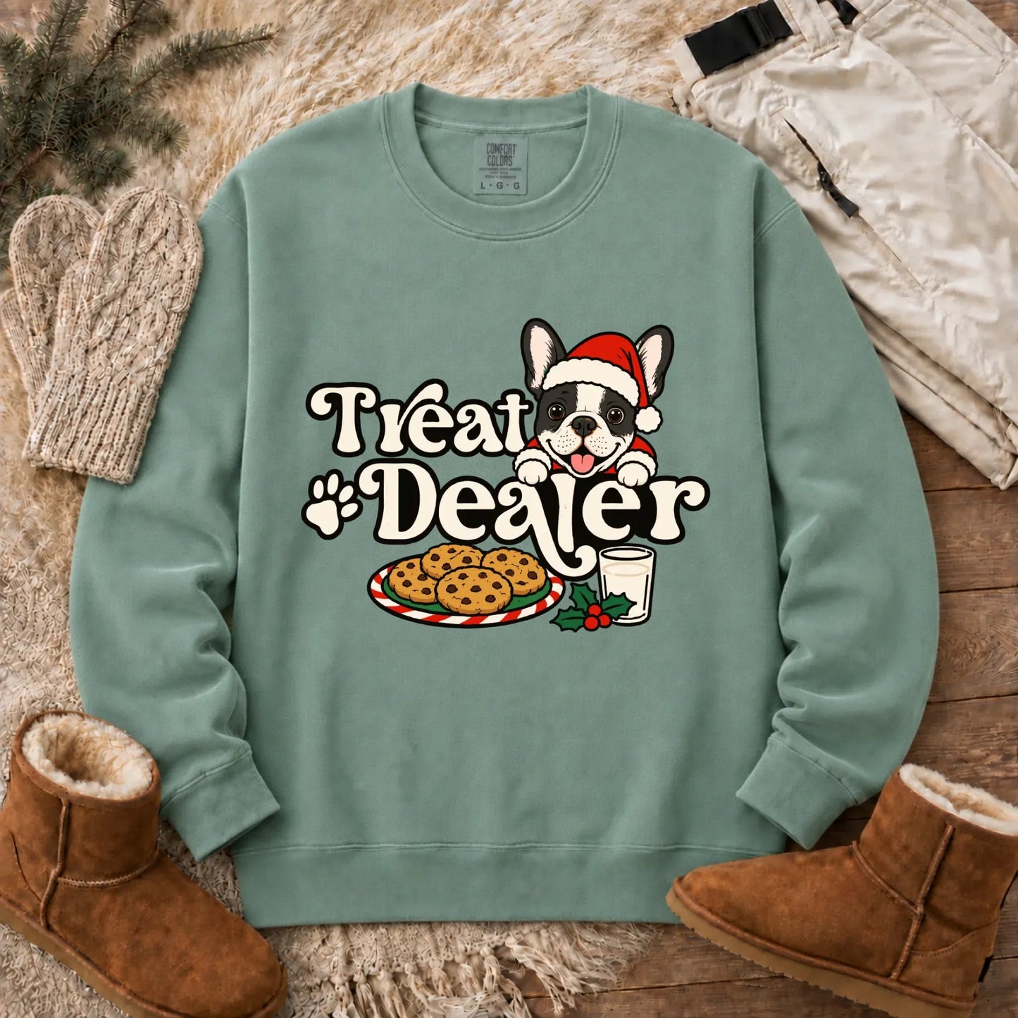 Sweatshirt Light Green / S Custom Frenchie Halloween Treat Dealer Unisex Sweatshirt