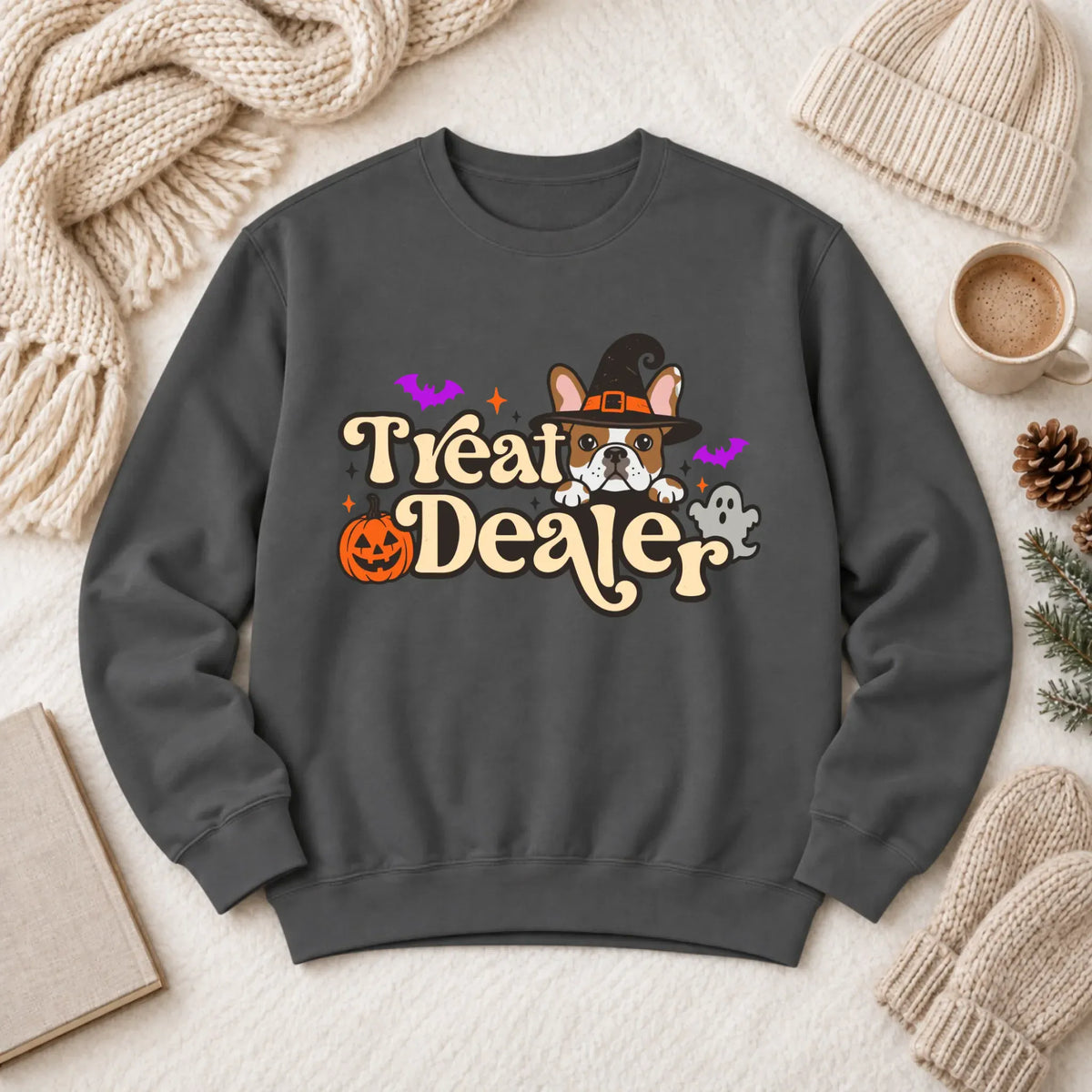 Custom Frenchie Halloween Treat Dealer Unisex Sweatshirt Pepper