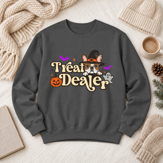 Custom Frenchie Halloween Treat Dealer Unisex Sweatshirt Pepper