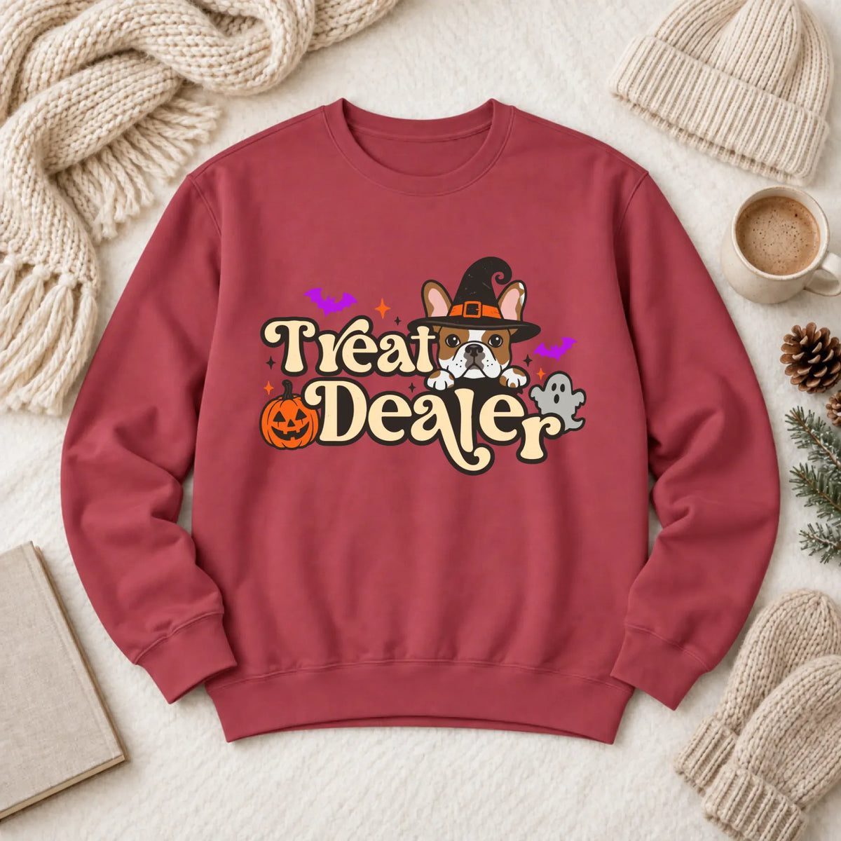 Custom Frenchie Halloween Treat Dealer Unisex Sweatshirt Crimson
